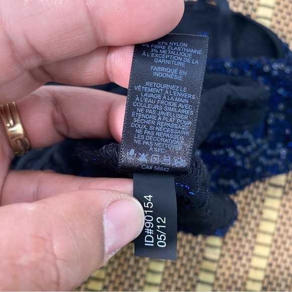 Express Sequins Shimmering Tank Top Medium Navy Blue Preppy feminine Party - Picture 6 of 8